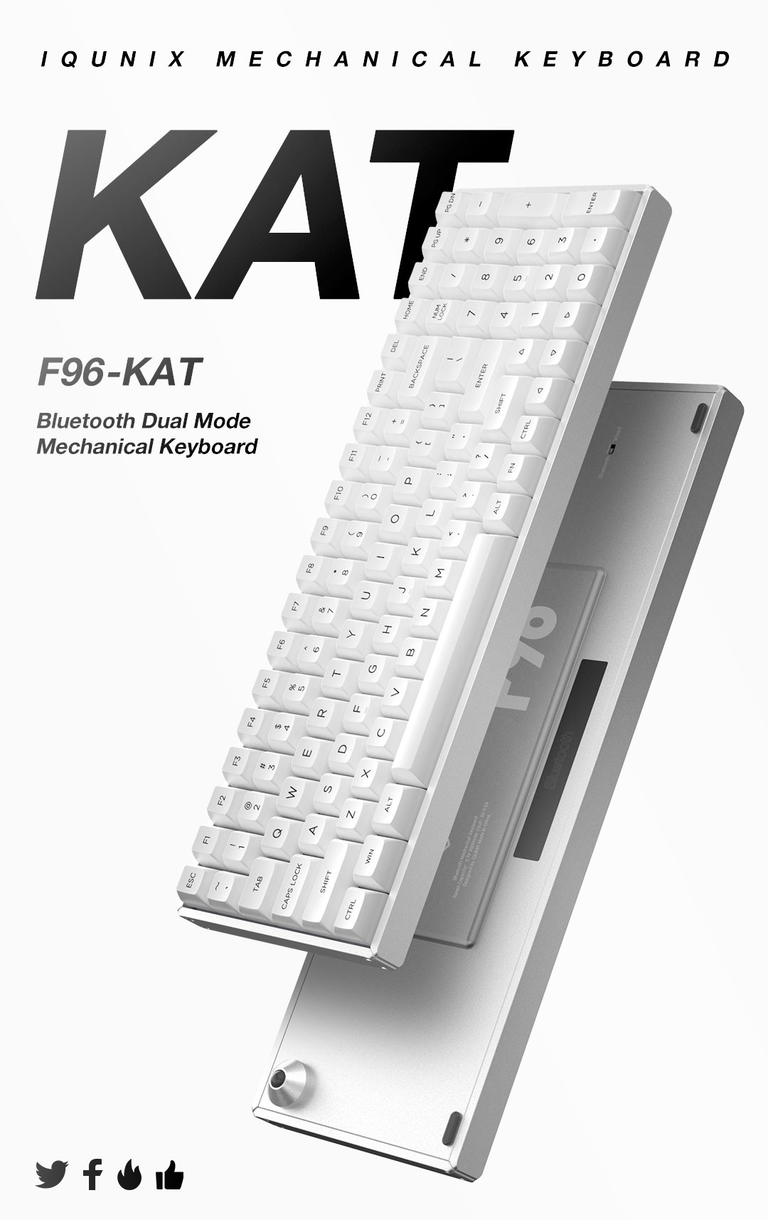 IQUNIX F96 KAT RGB Wired / Wireless White Mechanical Keyboard