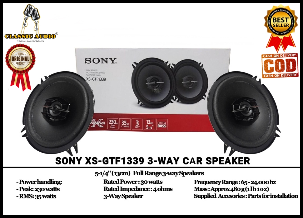 SONY CAR AUDIO SPEAKER XS-GTF1339 inches 3-way speakers Super