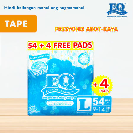 EQ Colors Large  - 58 pcs x 1 pack  - Tape Diapers