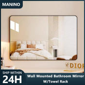 Manino Wall Mounted Bathroom Mirror with Towel Rack