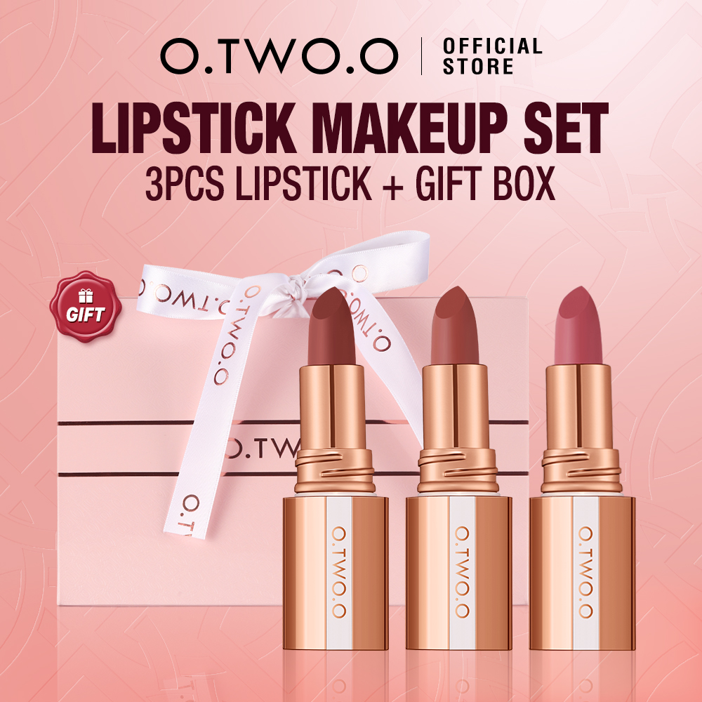 Discount on O.TWO.O  shoes - SKU: O.TWO.O 3pcs Lipstick Set Velvety Matte Finish Long-Lasting Wear Matte Lip Stain Soft Formula Lip Ti