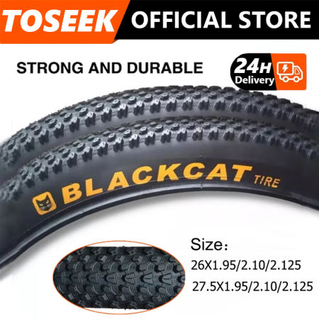 TOSEEK Black Cat Puncture Resistant Bike Tire in Various Sizes