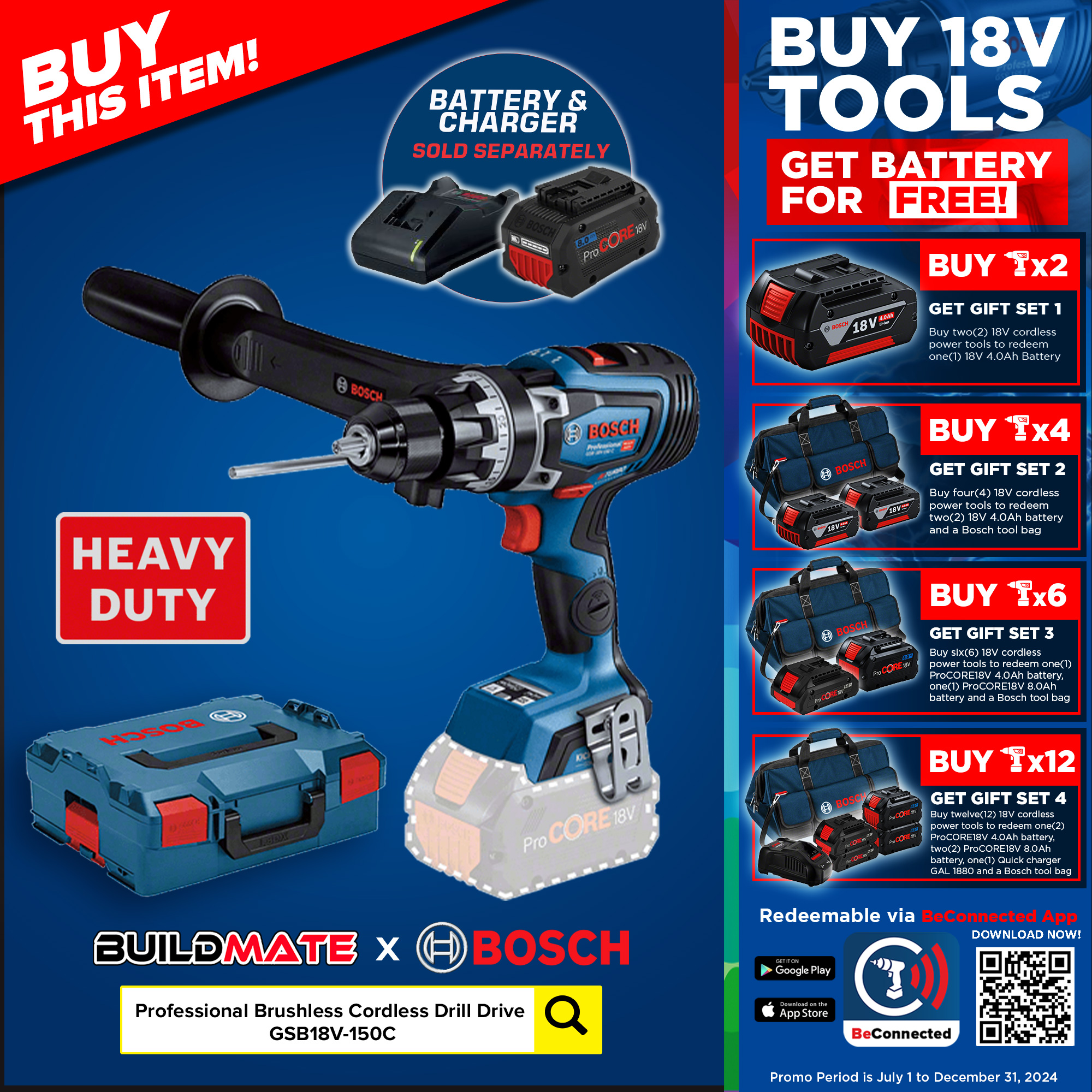 180 Li Bosch V50 Drill BUILDMATE Bosch Cordless Rotary Hammer