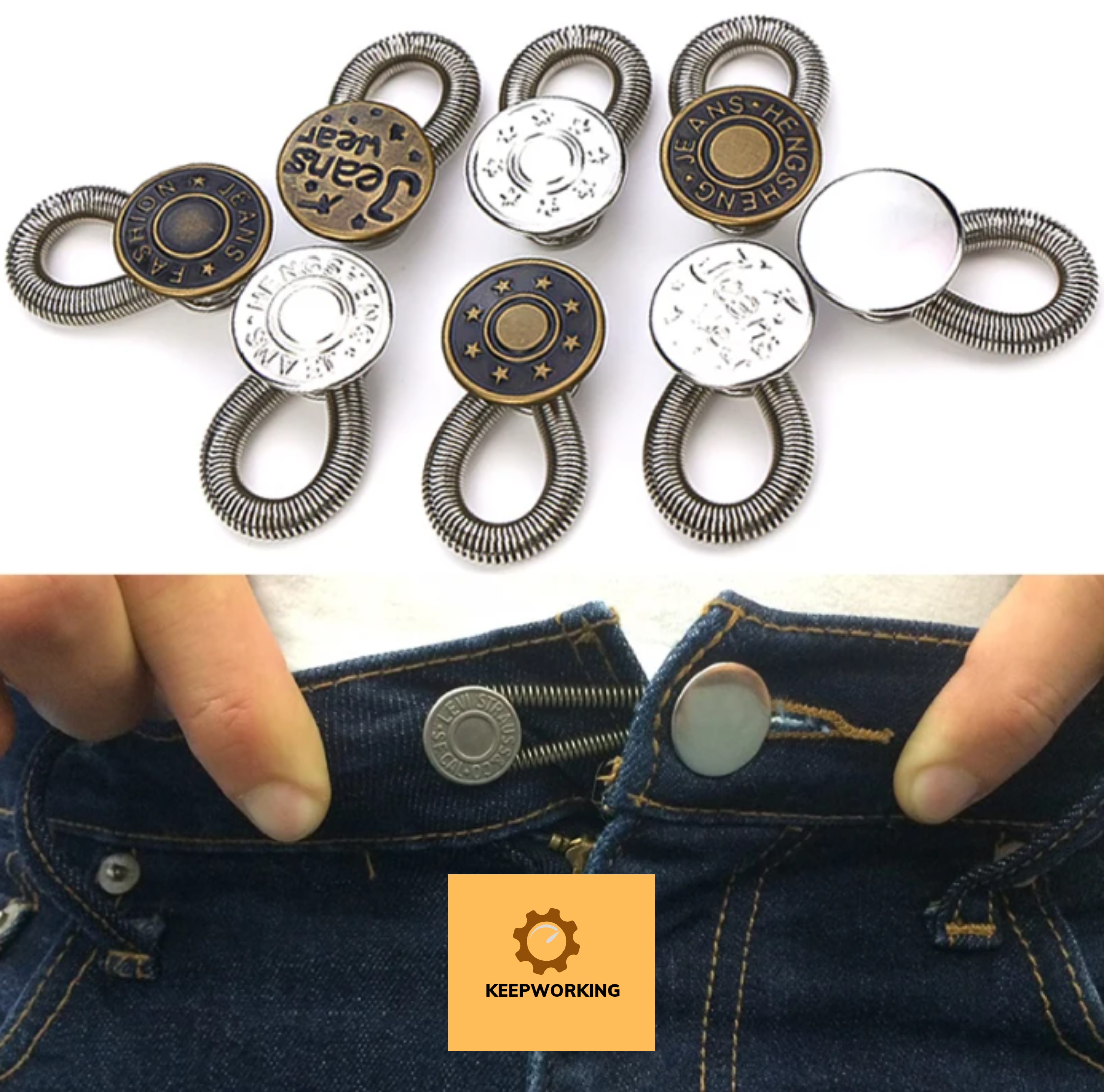 Scalable Metal Button Extender for Pants Jeans Magic Spring Free Sewing  Adjustable Waist Expand Buckle Waistband Expanders