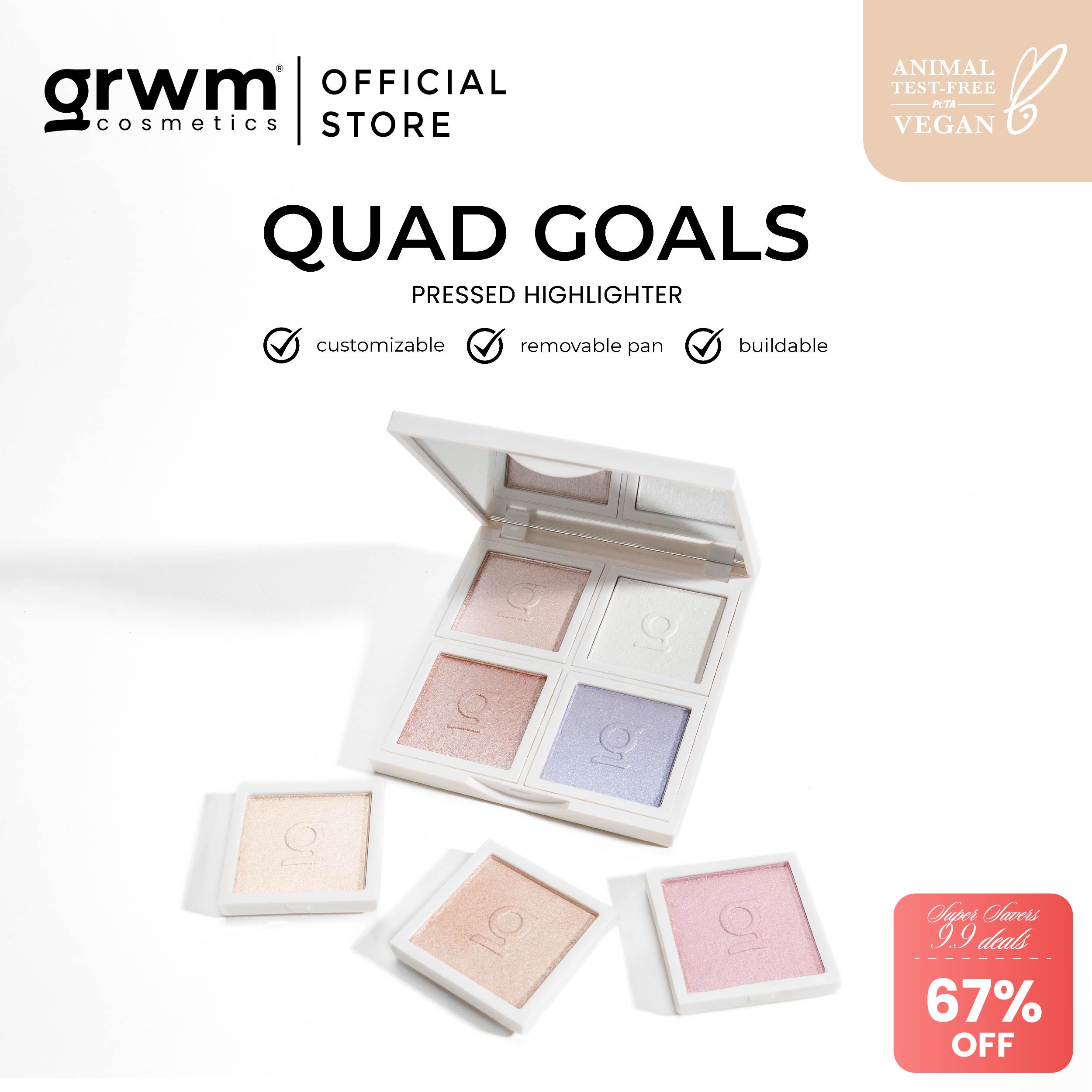 Discount on Grwm Cosmetics  shoes - SKU:  Quad Goals - Pressed Highlighters
