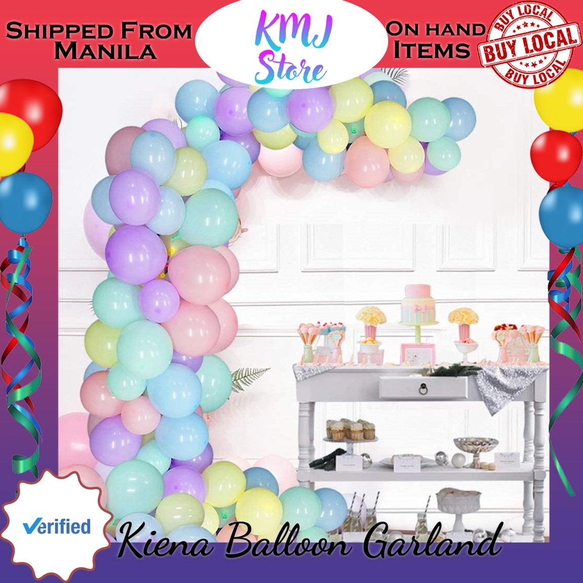 Pastel Balloons Garland Arch Kit 110pcs Latex Balloons Assorted Colors with Balloon Strip Unicorn Macaron Rainbow Balloons for Baby Shower Wedding