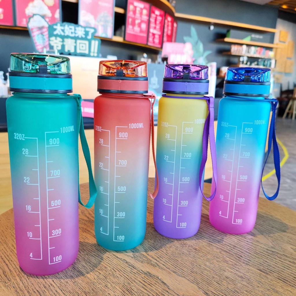 1Liter Water Bottles 1L Jumbo Pastel Sports Tumbler Bottle Time