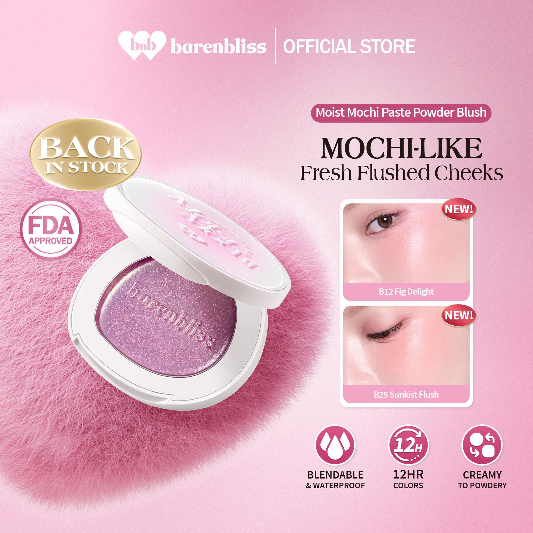 Discount on barenbliss  shoes - SKU: 【NEW SHADE LAUNCH】barenbliss BNB Moist Mochi Powder Blush｜Waterproof | Multi-use |12HR Long Wear | M