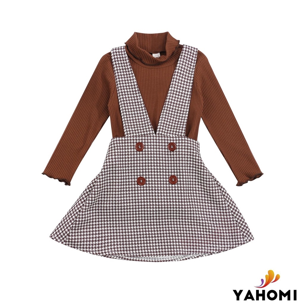 embodyunderdeveloped82ed5 【ZXT】Dress For Kids Girl，2Pcs Sweet Style Little  Girls Outfit Autumn Long Sleeve High Collar Tops Plaid Suspender Skirt  Set（1-6Years)）