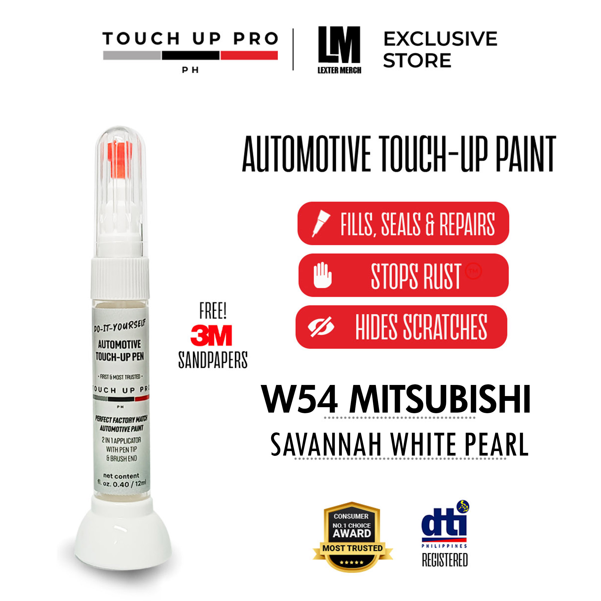 OEM Touch-Up Paint Pen Brush Super White 040 Paint Code for Toyota