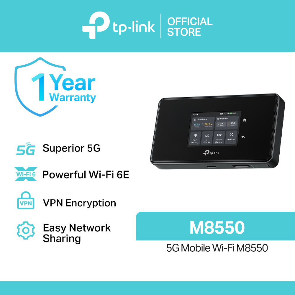 TP-Link Official Store / M8550 / 5G Mobile WiFi Up to 3.4Gbps Tri-Band Wireless WiFi Modem Extension Extender Long Range Repeater Router