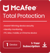 McAfee Total Protection | 1-Device 1-Year Subscription | Antivirus Internet Security Vpn Software | PC/Mac/Android/iOS | Email Delivery