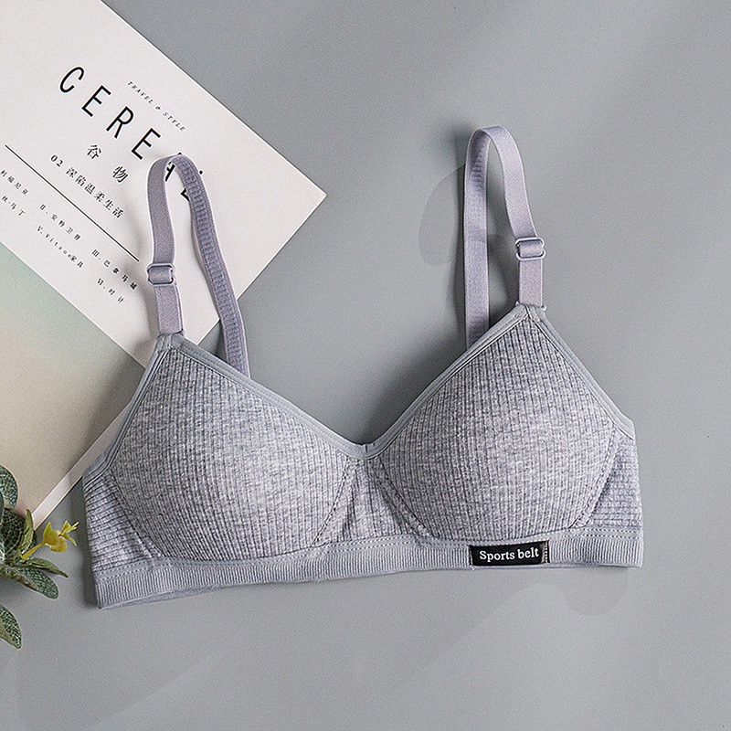 Motovita Wireless Thin Lady Bras Solid Colors Skin Friendly Bralette Double Padded Push Up V Neck Thin Cup Comfortable Cotton Bra for Women ﻿ - Image 2