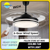 Kruzo 42" Invisible Ceiling Fan with LED Light & Remote