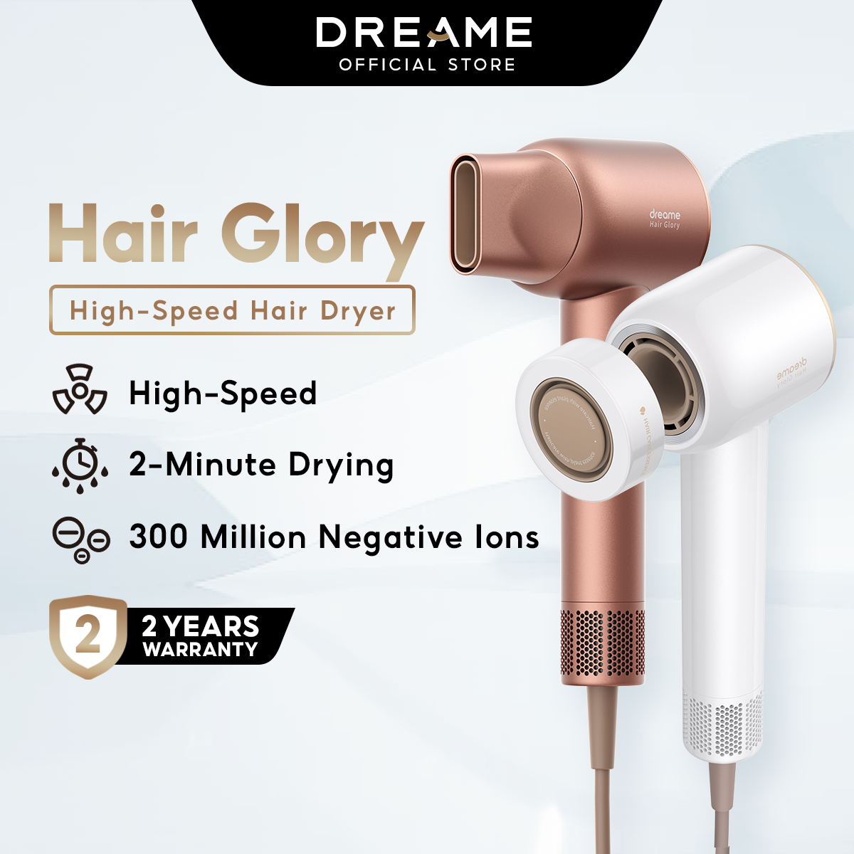 Dreame Glory High Speed Hair Dryer Rose Gold | Perfumed Hair Essence | 2 Mins quick drying