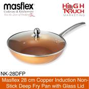 Masflex 28cm Copper Induction Non-Stick Wok with Glass Lid