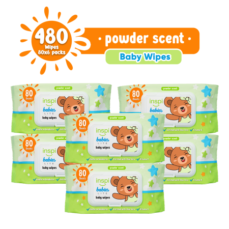 INSPI Babies Baby Wipes Powder Scent 6 Pack Bundle