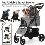 Portable Pet Stroller with 360° Wheels, Foldable Detachable Carrier