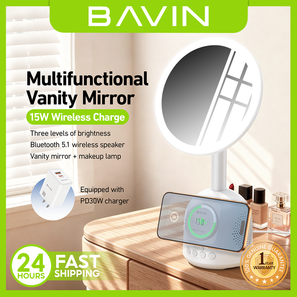 (CNY Deals) BAVIN BM29 Makeup Mirror Bluetooth Speaker w/15W Magnetic Wireless Fast Charging