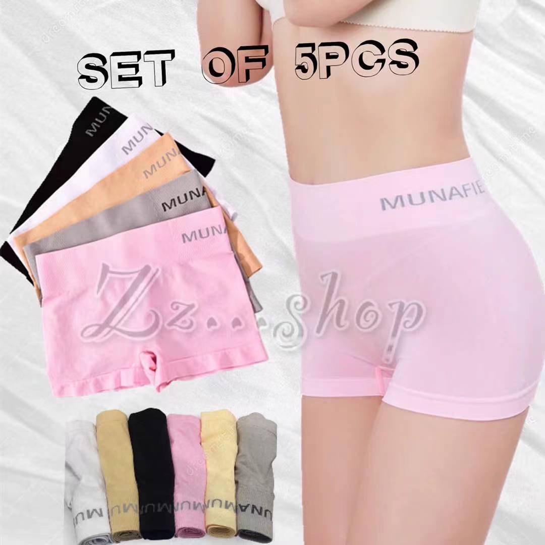 Zzshop (SET OF 5PCS ) Munafie Safe Panty Pants Seamless Paties Women  Nightwear Underwear Shorts Lingerie