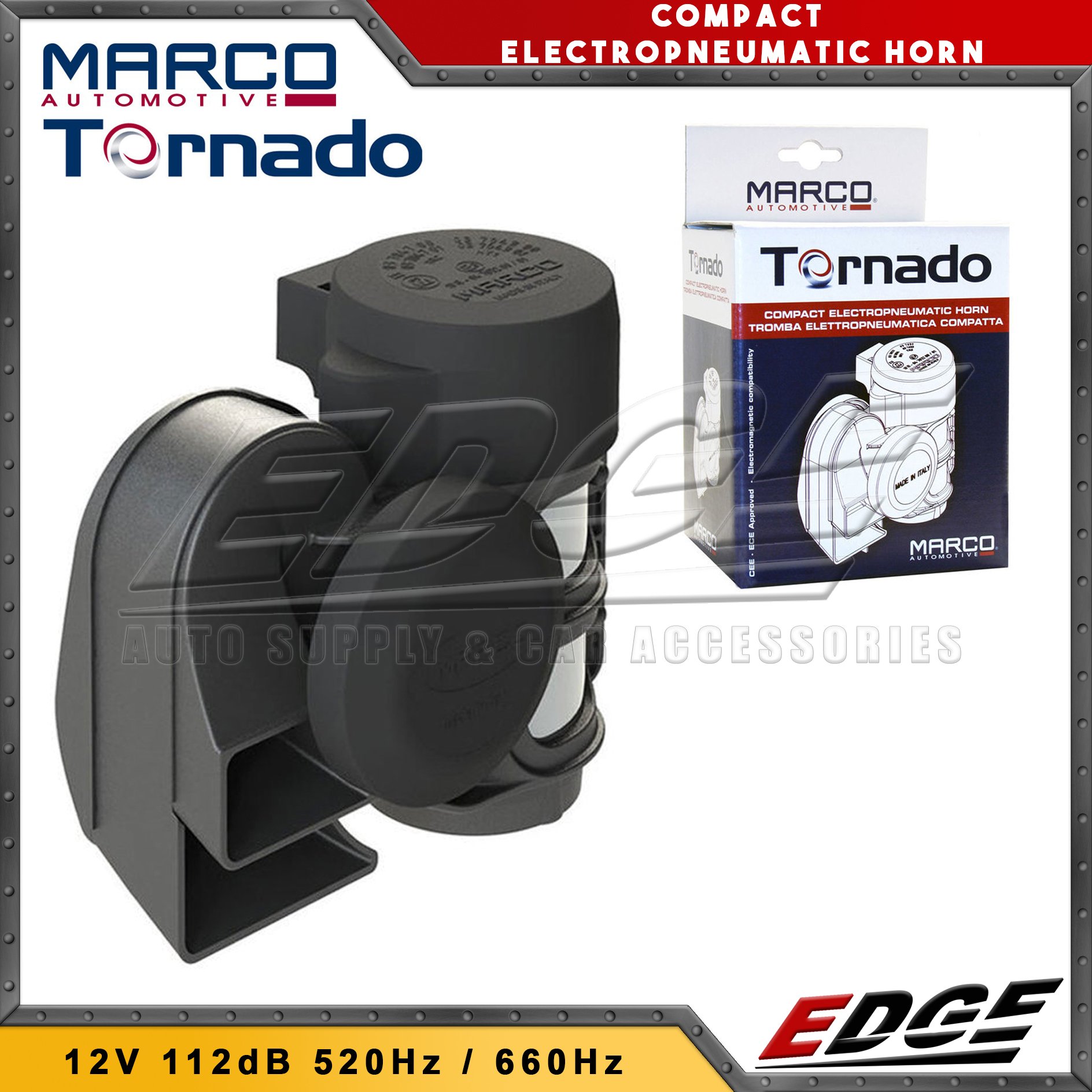 Tromba elettropneumatica compatta bitonale Tornado TR2 12V