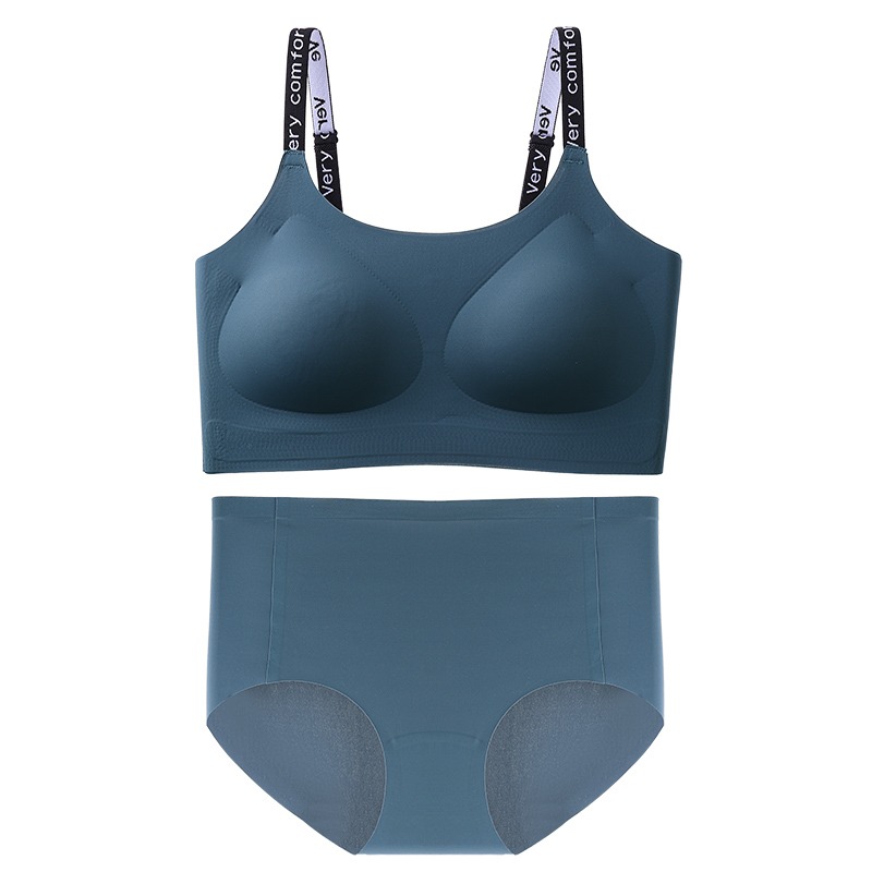 Motovita Japanese Fitness Yoga Sets Sports Underwear Set Wireless Bra Panty Seamless Fashion Letter Shoulder Straps Beautiful Back Women's Bra - Image 2