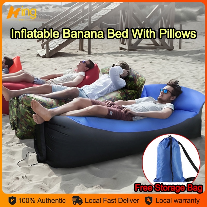 Inflatable banana clearance bed