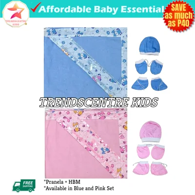 Blanket & Bonnet Set for Newborn Baby Hooded Receiving Blanket Pranela with Hat Booties Mittens (1)