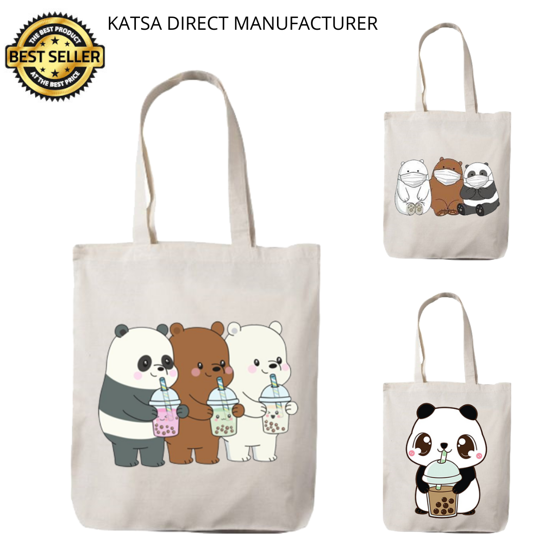 READY STOK Tas Tote Bag Miniso Japan Original We Bare Bears Panda