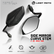 LegitMoto Special Edition Adjustable Curved Stem Side Mirror, 2pcs