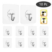 Transparent Adhesive Hooks for Kitchen and Bathroom - 10 Pack