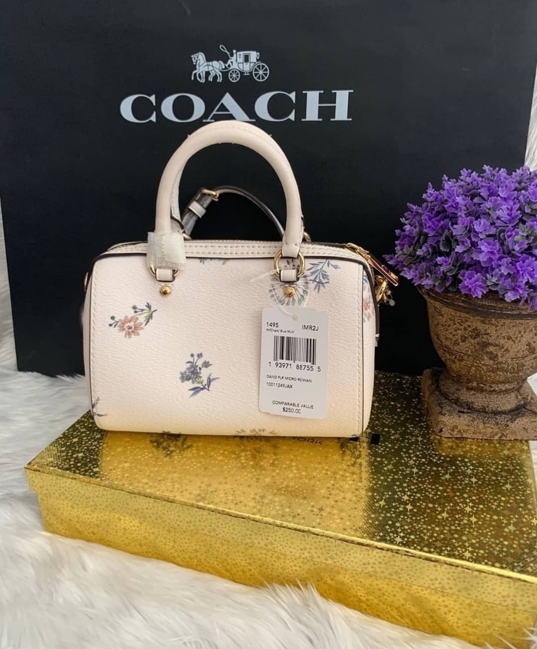 Coach Women's Micro Rowan Crossbody Floral Dandelion Mini Boston Bag, Style  1495. : : Clothing, Shoes & Accessories