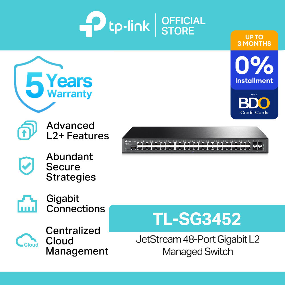 TP-Link Official Store / TL-SG3452 / 10/100/1000 Mbps 48-Port Omada Gigabit L2+ Managed Switch with 4 SFP Slots Desktop Network Ethernet Switch Hub for Internet