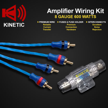 KINETIC Amplifier Wiring kit 8 Gauge 600 WATTS