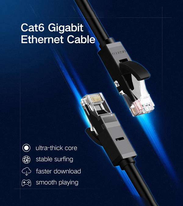 Câble réseau 10M Cat6 U/UTP - Noir - UGREEN (50178) (50178) à 77