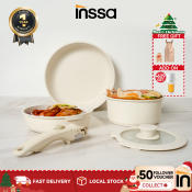 Inssa Detachable-Handle Cookware Set, Non-Stick, Induction & Gas Compatible