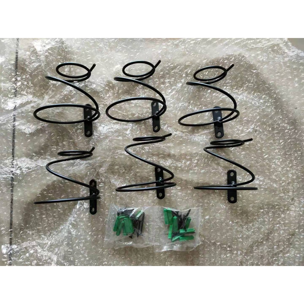 In store Pack of 6 Wall Mounted Racks Red Bottle Display Holder with Screws, Metal Hanging Wine Rack - Image 2