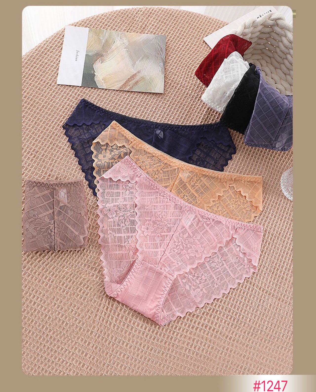 3 PCS Sexy Lace Panty for Women Free Size Thin Hollow Transparent Underwear  for Hot Sex#1247