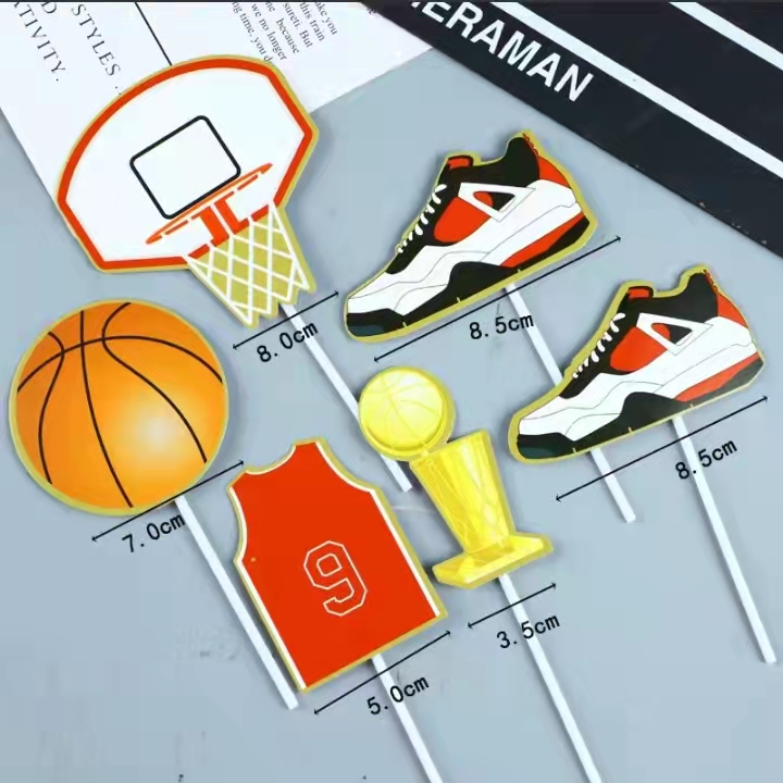 INS style Basketball theme basketball set paper card cake topper