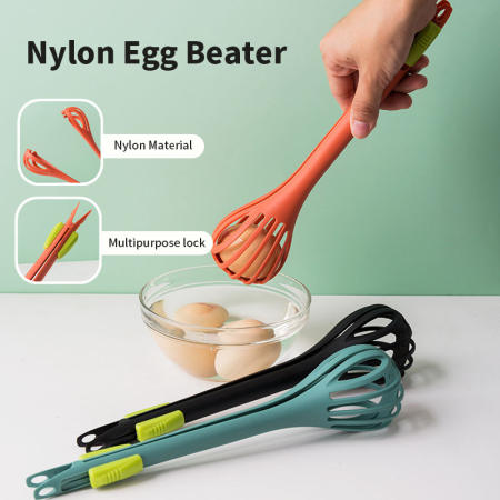 Multifunctional Egg Beater Food Buffet Tongs Manual Salad Mixer Extended Handle Creative Baking Kitchen Utensil Household