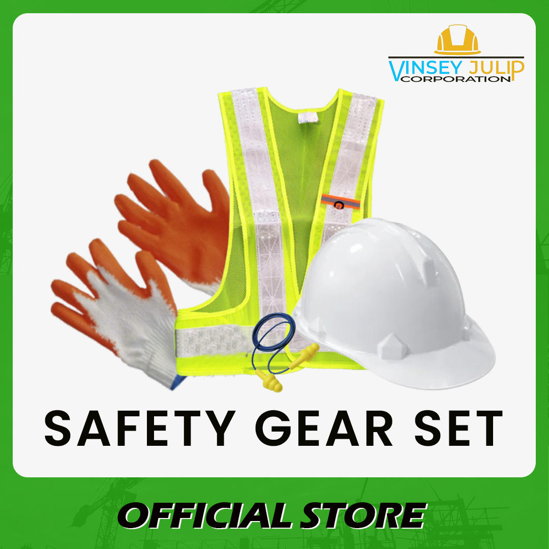 Safety Gear Set 1piece Safety Vest 1piece Blue Eagle Hard Hat White 1piece 3M Ultrafit Earplug and 1 Pair Safety Gloves Orange Palm Lazada PH