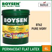Boysen Permacoat Flat Latex Paint - Pure Ivory, 4L