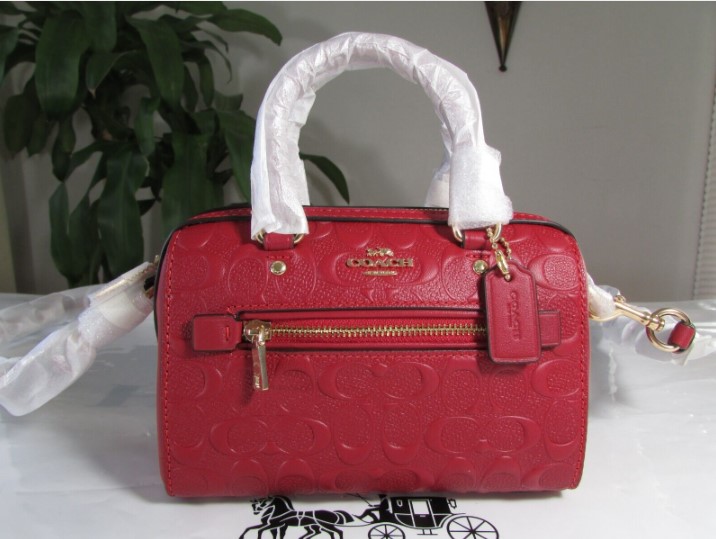 Coach Miami Red Rowan Satchel in Signature