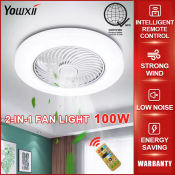 YOWXII 2-in-1 Ceiling Fan Light with Remote Control