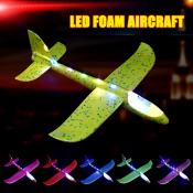 Led Light Up Throwing Airplane -Game Outdoor Sports Toys- Kids Foam Plane Gliders Aircraft