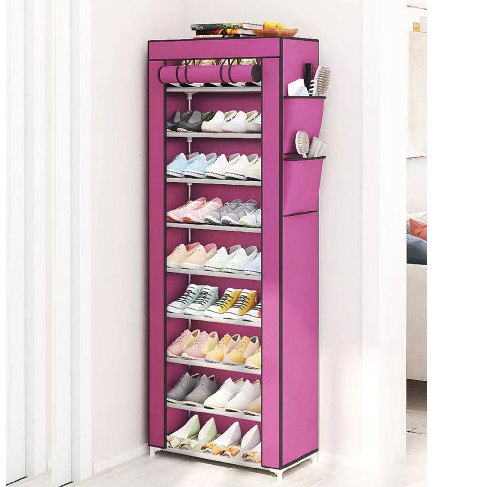 10 Layer 9 Grid Coffee Shoe Rack Shelf Storage Closet Organizer Cabinet  Portable