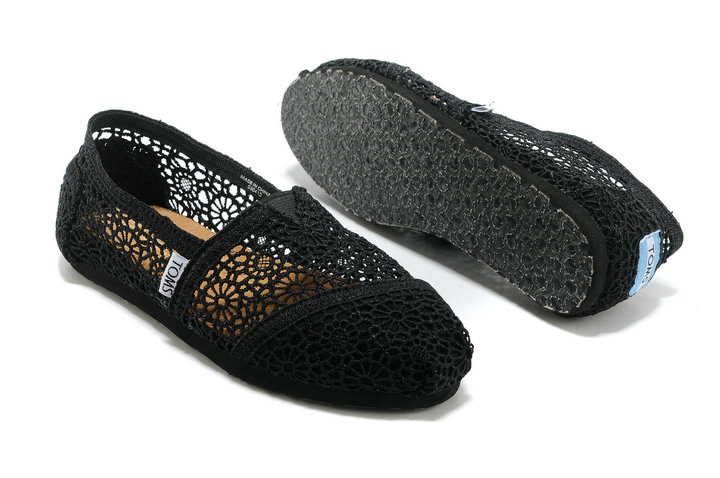 toms black crochet lace shoes