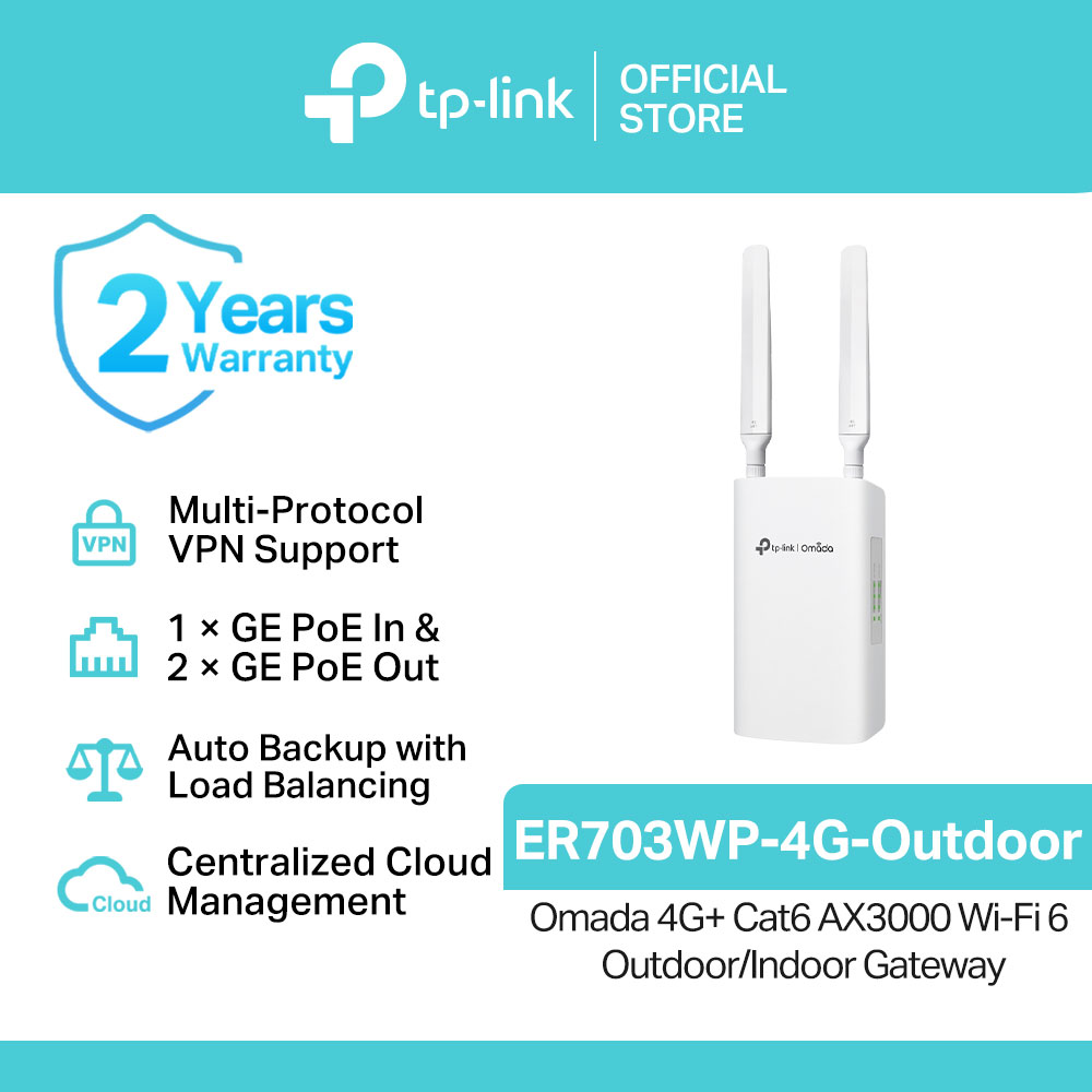 TP-Link Official / ER703WP-4G-Outdoor / Omada 4G+ Cat6 AX3000 Outdoor Whole Home Mesh Smart Access Point WiFi 6 Router