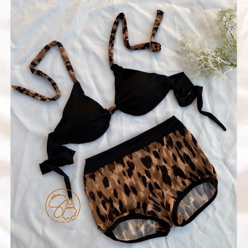 ✌✷❒ Pia Padded Nonwire Boyleg Cut Two Piece Swimwear Set