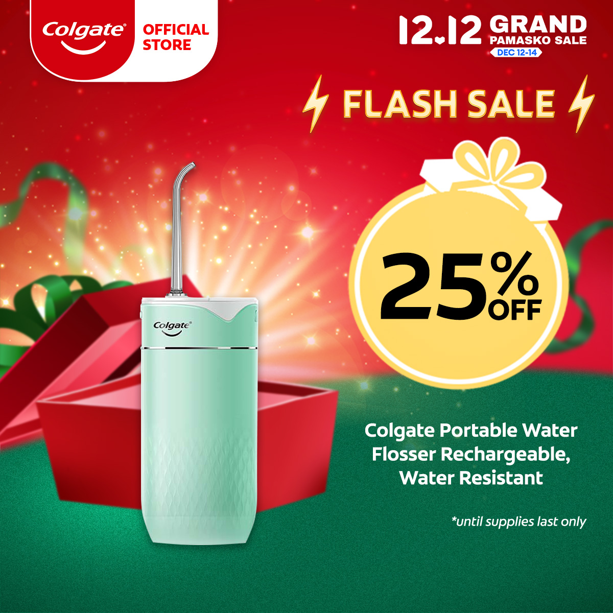 Lazada Philippines - Colgate Portable Water Flosser Rechargeable, Water Resistant (Green)
